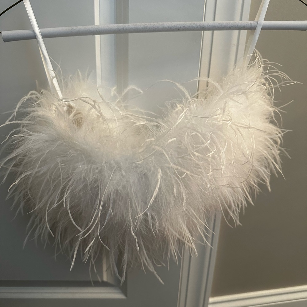 LaMarque Zaina Ostrich feather cropped bustier